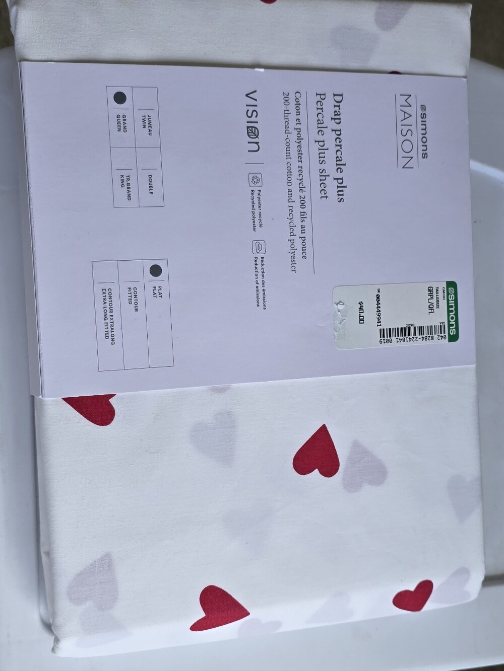 Simons White Fitted Sheet Label — Twin